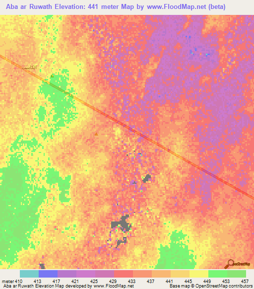 Aba ar Ruwath,Saudi Arabia Elevation Map