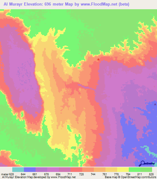 Al Murayr,Saudi Arabia Elevation Map