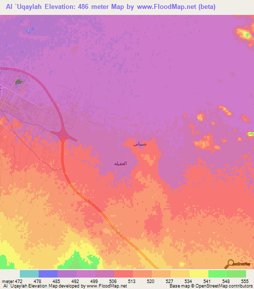 Al `Uqaylah,Saudi Arabia Elevation Map