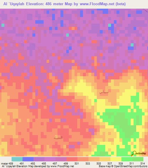 Al `Uqaylah,Saudi Arabia Elevation Map