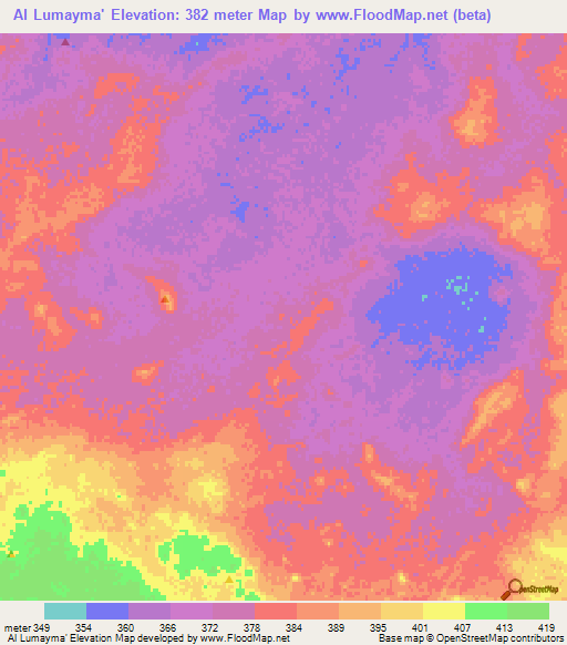 Al Lumayma',Saudi Arabia Elevation Map