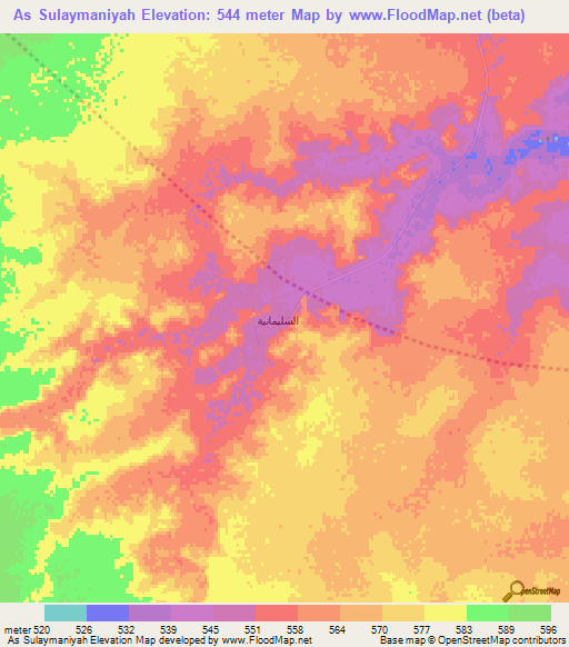 As Sulaymaniyah,Saudi Arabia Elevation Map