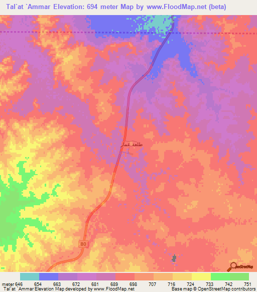 Tal`at `Ammar,Saudi Arabia Elevation Map