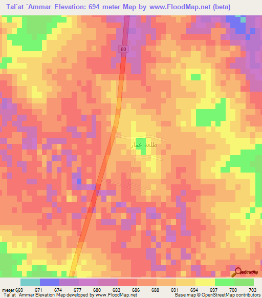 Tal`at `Ammar,Saudi Arabia Elevation Map