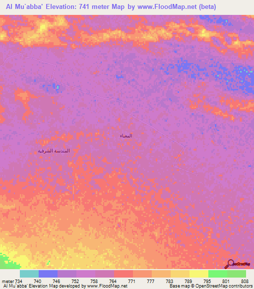 Al Mu`abba',Saudi Arabia Elevation Map