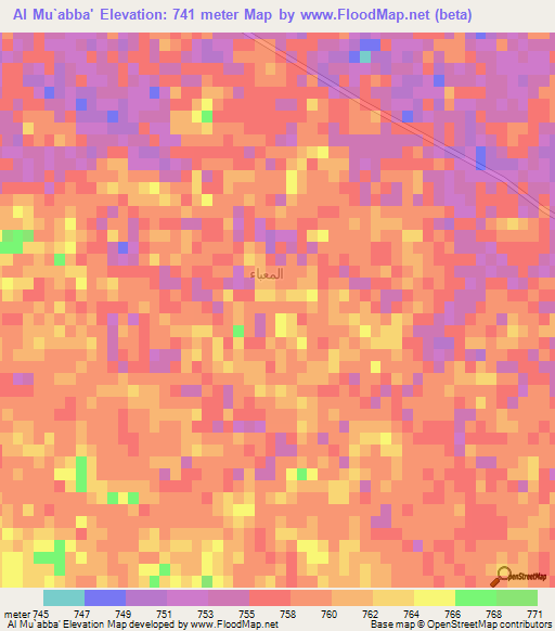 Al Mu`abba',Saudi Arabia Elevation Map