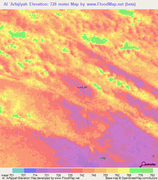 Al `Arfajiyah,Saudi Arabia Elevation Map