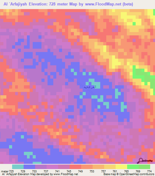 Al `Arfajiyah,Saudi Arabia Elevation Map