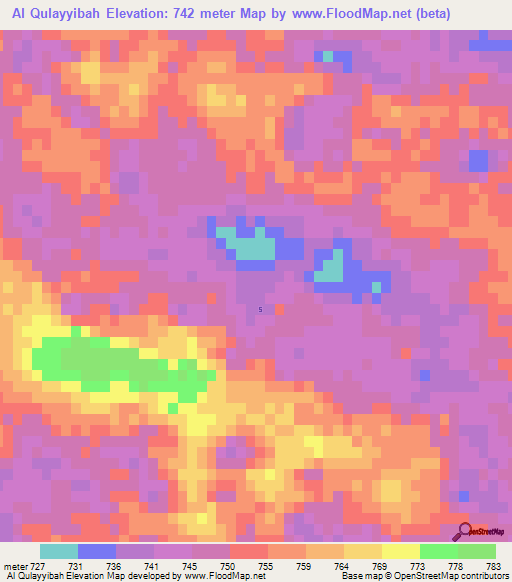 Al Qulayyibah,Saudi Arabia Elevation Map