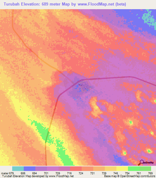 Turubah,Saudi Arabia Elevation Map