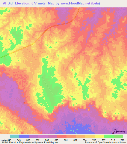 Al Bid`,Saudi Arabia Elevation Map