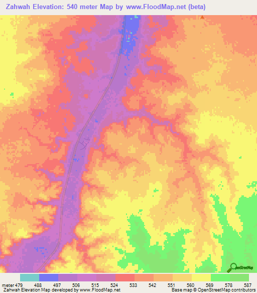 Zahwah,Saudi Arabia Elevation Map