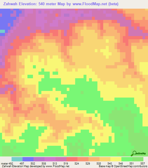 Zahwah,Saudi Arabia Elevation Map