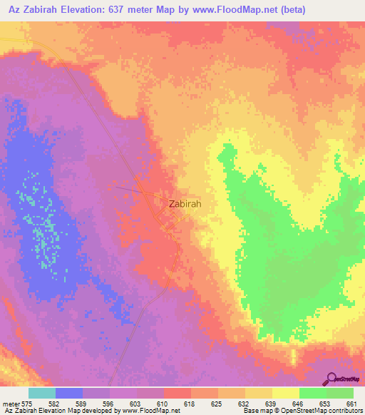 Az Zabirah,Saudi Arabia Elevation Map