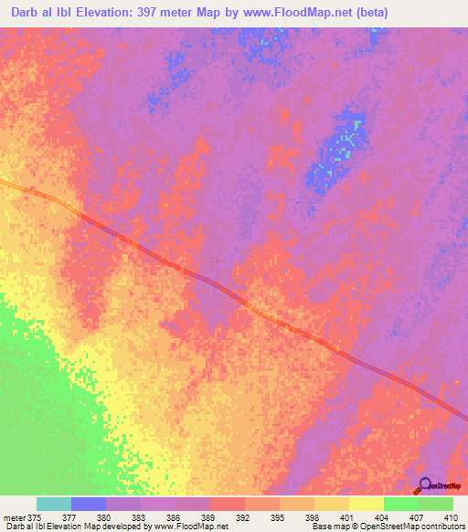 Darb al Ibl,Saudi Arabia Elevation Map