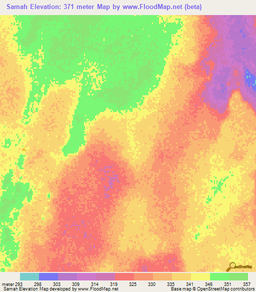 Samah,Saudi Arabia Elevation Map