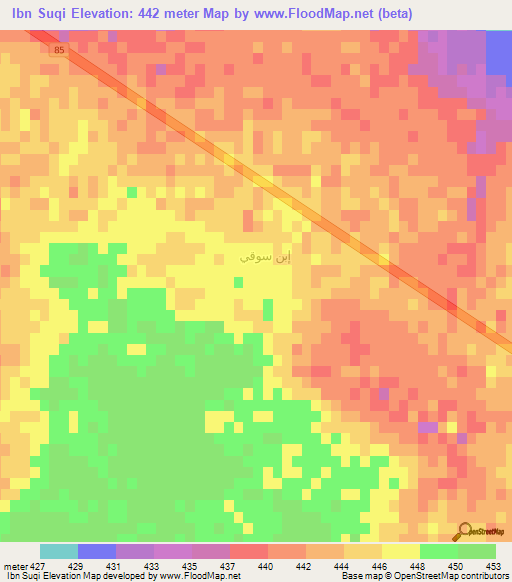 Ibn Suqi,Saudi Arabia Elevation Map