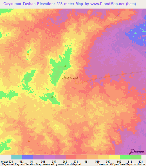 Qaysumat Fayhan,Saudi Arabia Elevation Map