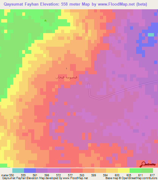 Qaysumat Fayhan,Saudi Arabia Elevation Map