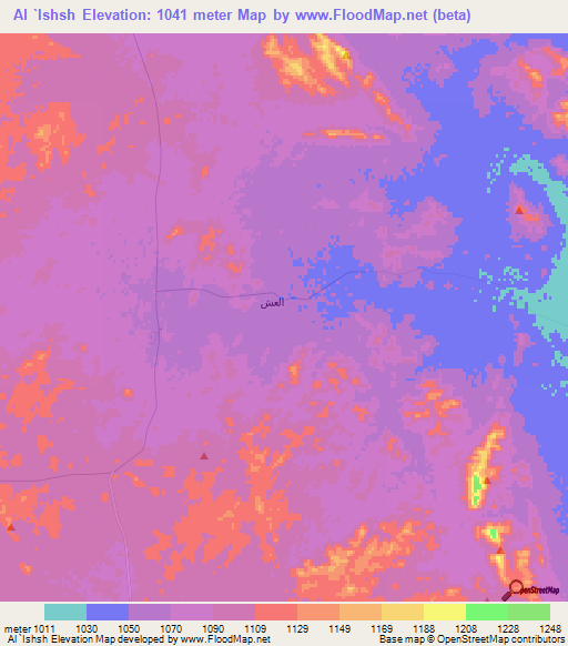 Al `Ishsh,Saudi Arabia Elevation Map