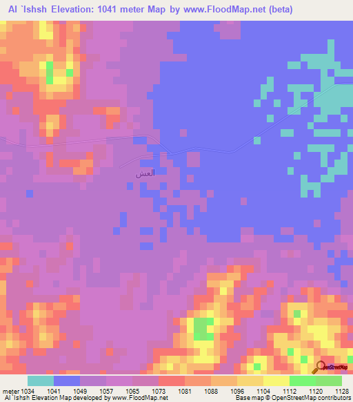 Al `Ishsh,Saudi Arabia Elevation Map