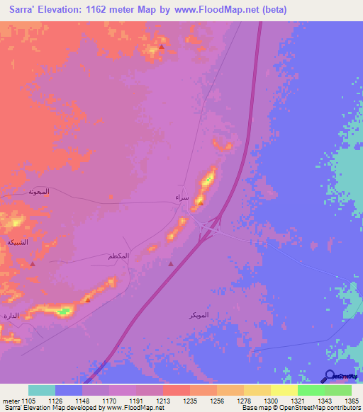 Sarra',Saudi Arabia Elevation Map