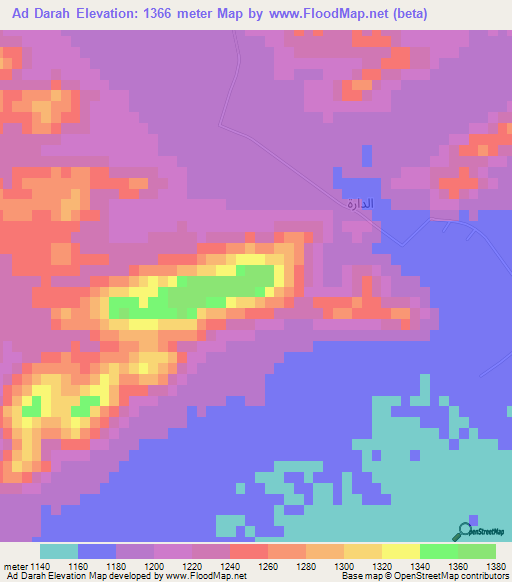 Ad Darah,Saudi Arabia Elevation Map