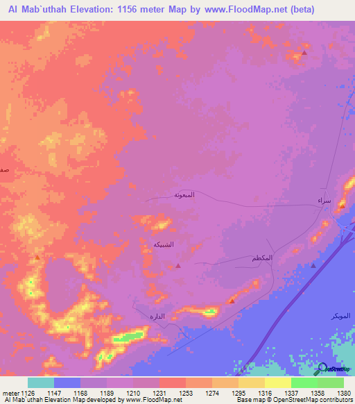 Al Mab`uthah,Saudi Arabia Elevation Map