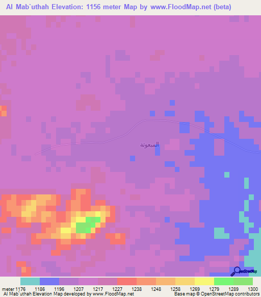 Al Mab`uthah,Saudi Arabia Elevation Map