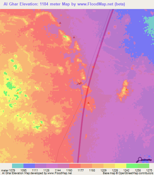 Al Ghar,Saudi Arabia Elevation Map