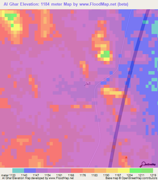 Al Ghar,Saudi Arabia Elevation Map