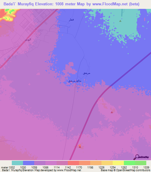 Bada'i` Murayfiq,Saudi Arabia Elevation Map