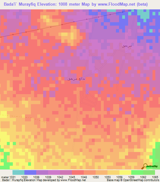 Bada'i` Murayfiq,Saudi Arabia Elevation Map