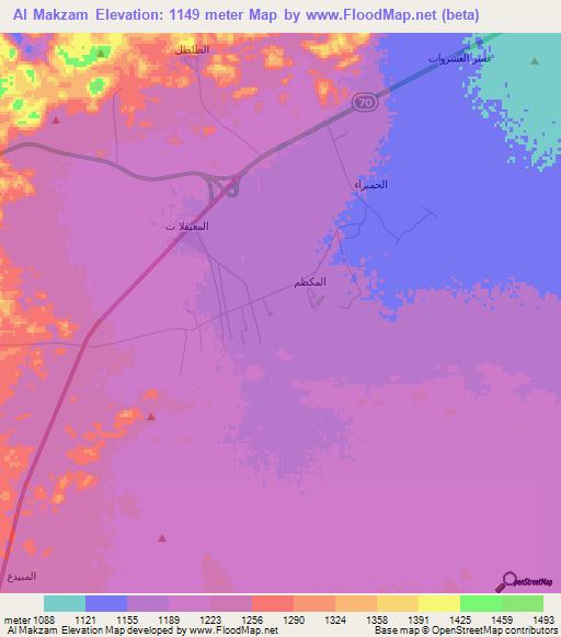 Al Makzam,Saudi Arabia Elevation Map