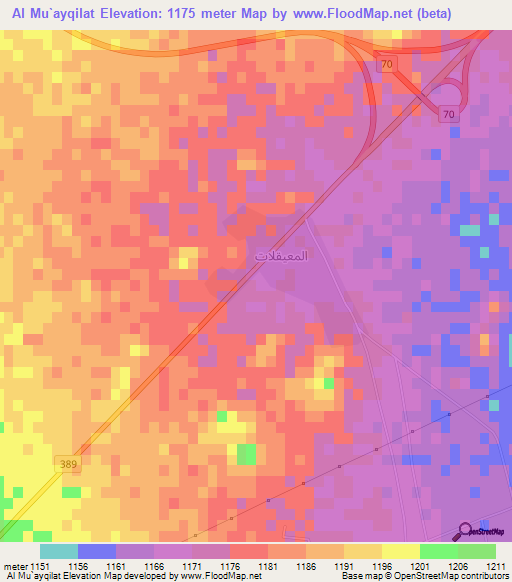 Al Mu`ayqilat,Saudi Arabia Elevation Map