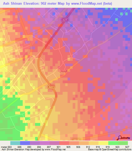 Ash Shinan,Saudi Arabia Elevation Map