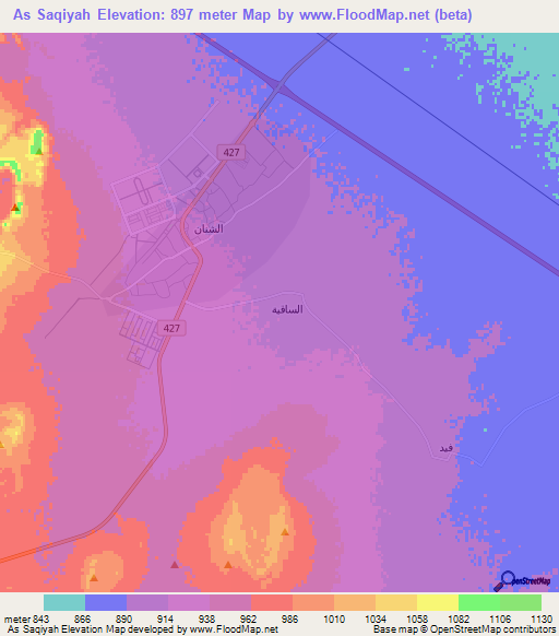 As Saqiyah,Saudi Arabia Elevation Map