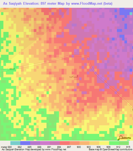 As Saqiyah,Saudi Arabia Elevation Map