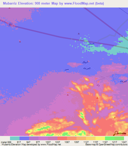 Mubarriz,Saudi Arabia Elevation Map