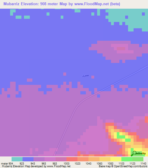 Mubarriz,Saudi Arabia Elevation Map