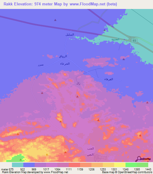 Rakk,Saudi Arabia Elevation Map