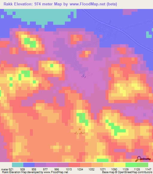 Rakk,Saudi Arabia Elevation Map