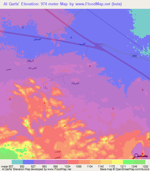 Al Qarfa',Saudi Arabia Elevation Map