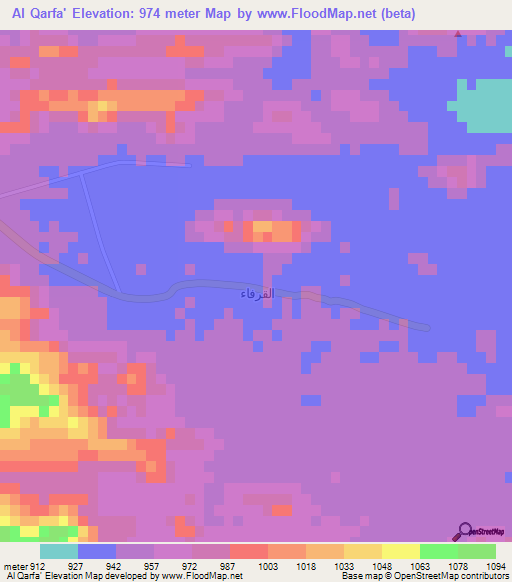 Al Qarfa',Saudi Arabia Elevation Map