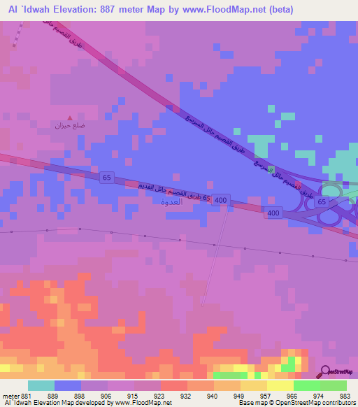 Al `Idwah,Saudi Arabia Elevation Map