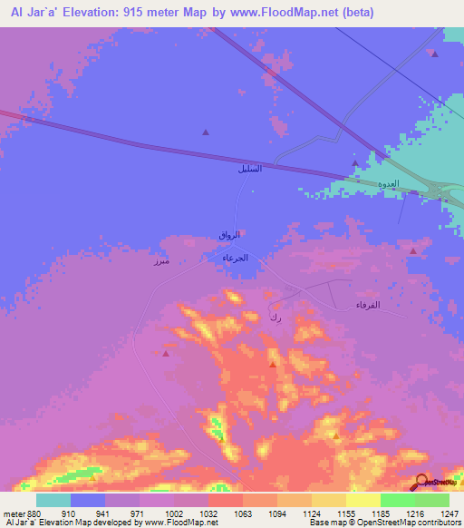 Al Jar`a',Saudi Arabia Elevation Map