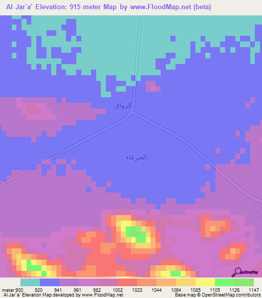 Al Jar`a',Saudi Arabia Elevation Map