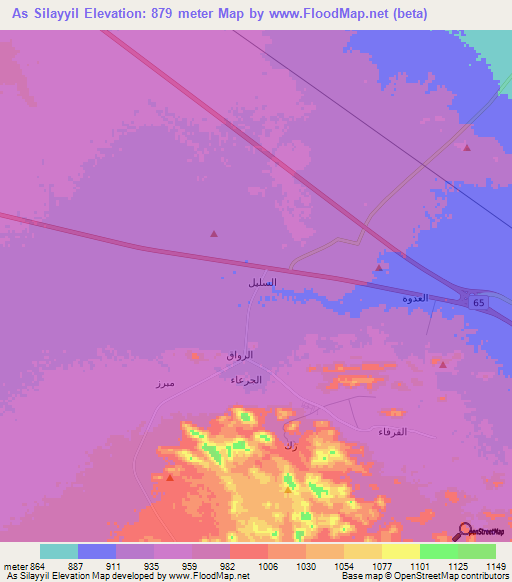 As Silayyil,Saudi Arabia Elevation Map