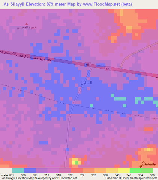 As Silayyil,Saudi Arabia Elevation Map