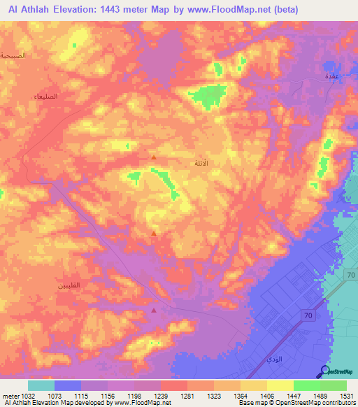 Al Athlah,Saudi Arabia Elevation Map